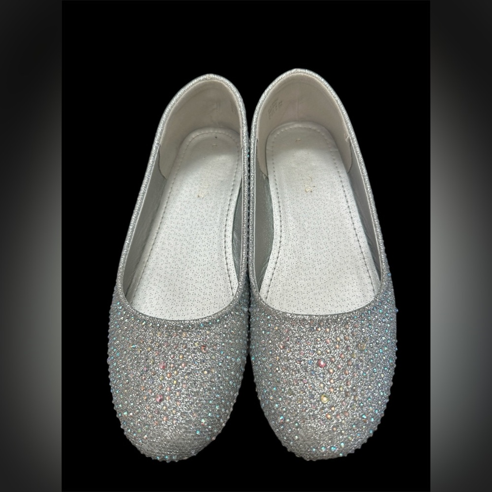 Girls Elegant Silver Women's Flats